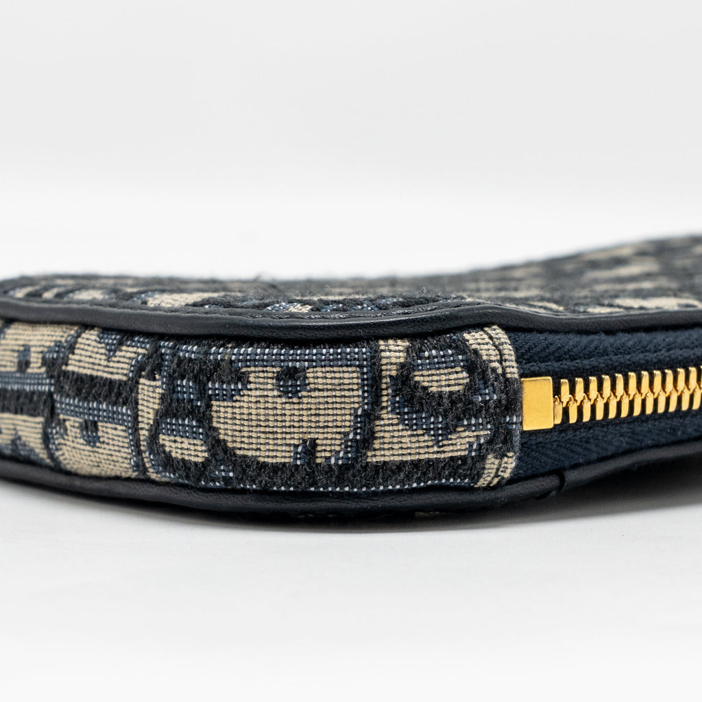 DIOR 30 MONTAIGNE PHONE POUCH OBLIQUE JACQUARD CANVAS NAVY GHW