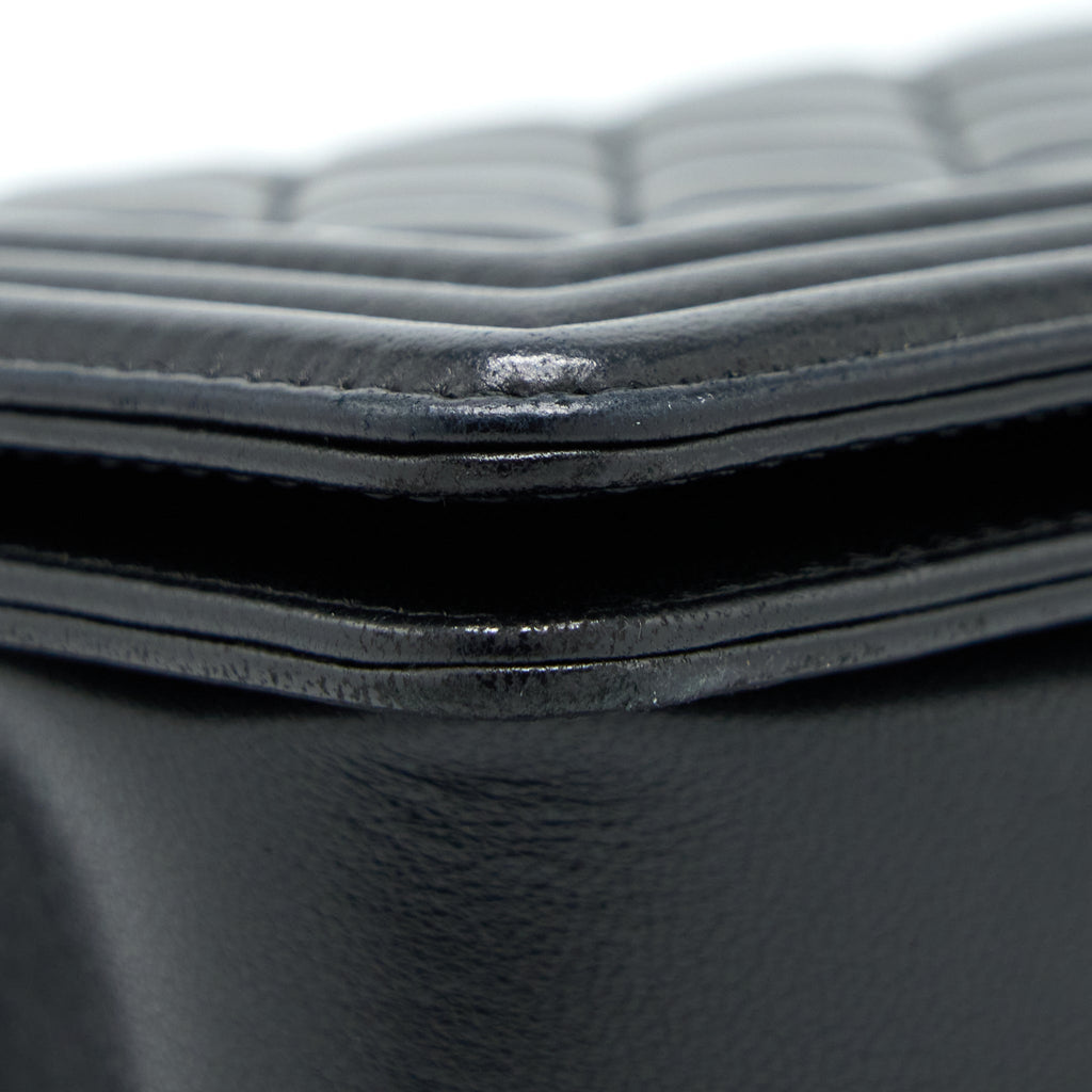 CHANEL MEDIUM BOY BAG LAMBSKIN BLACK RUTHENIUM SHW