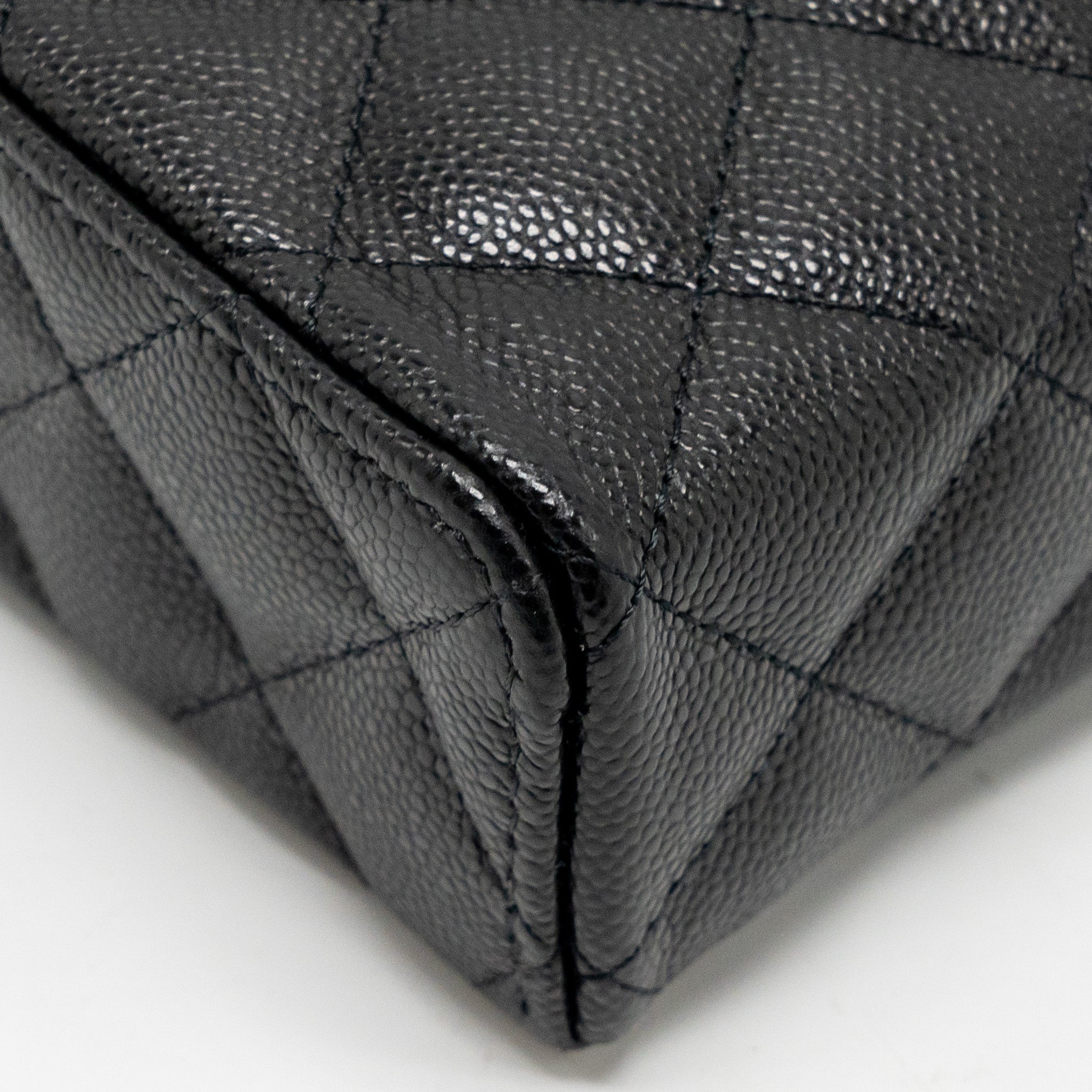 CHANEL CC TOP HANDLE VANITY BAG CAVIAR BLACK LGHW (MICROCHIP)