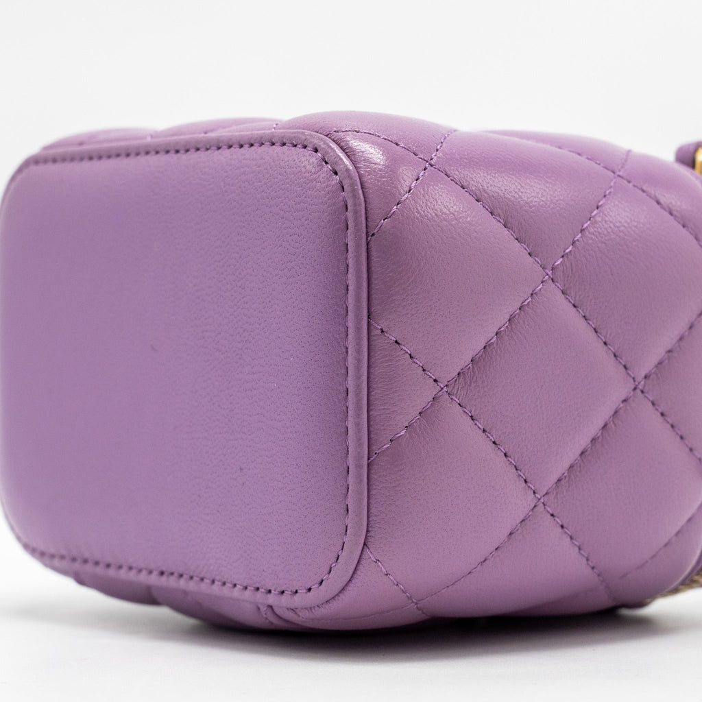 CHANEL PEARL CRUSH MINI VANITY WITH CHAIN LAMBSKIN PURPLE GHW