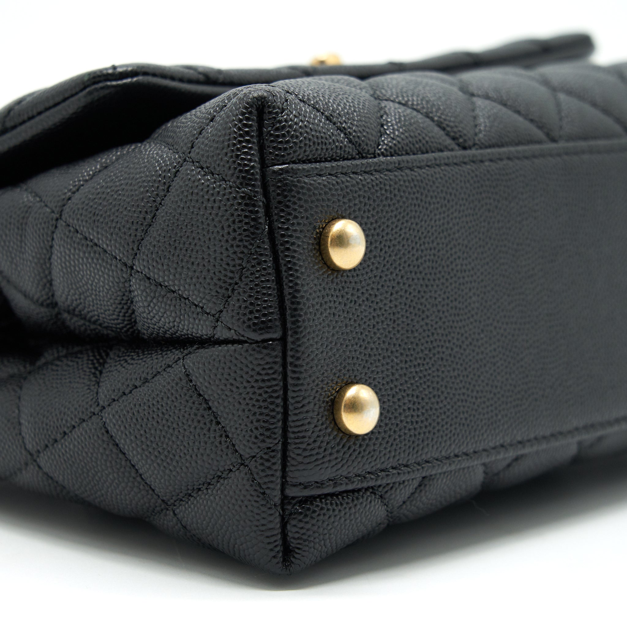 CHANEL MINI COCO HANDLE CAVIAR LEATHER WITH PYTHON HANDLE BLACK GHW