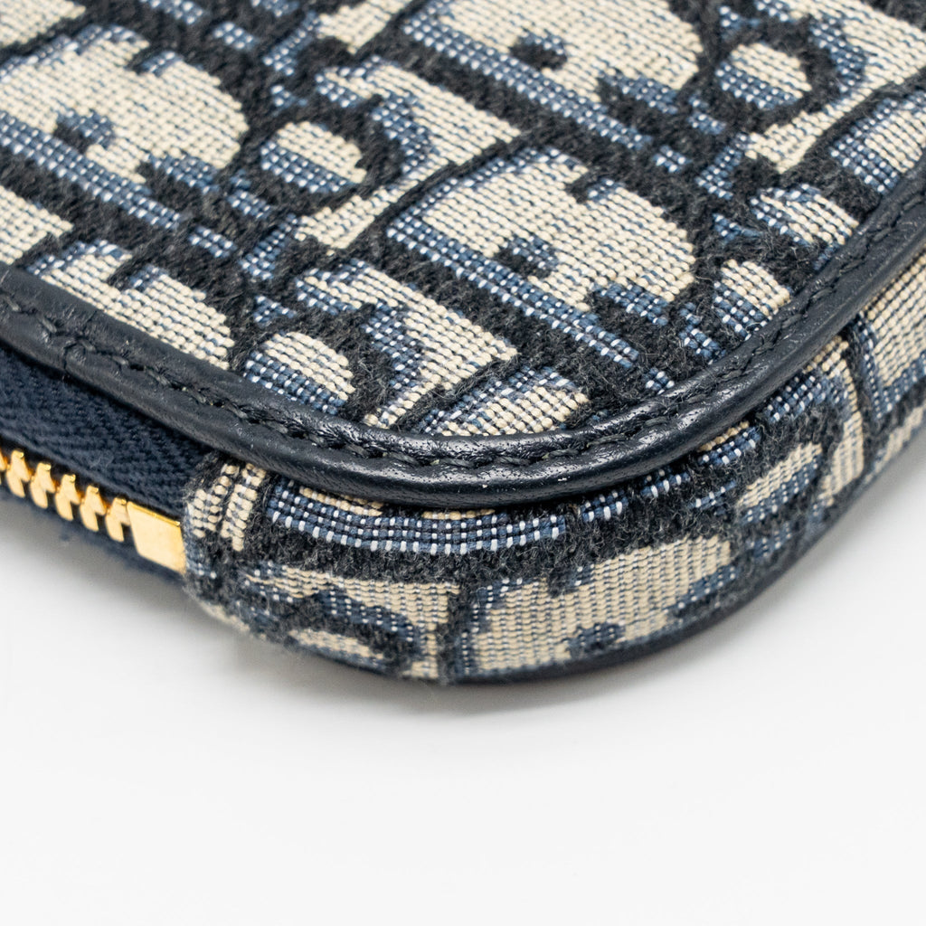 DIOR 30 MONTAIGNE PHONE POUCH OBLIQUE JACQUARD CANVAS NAVY GHW