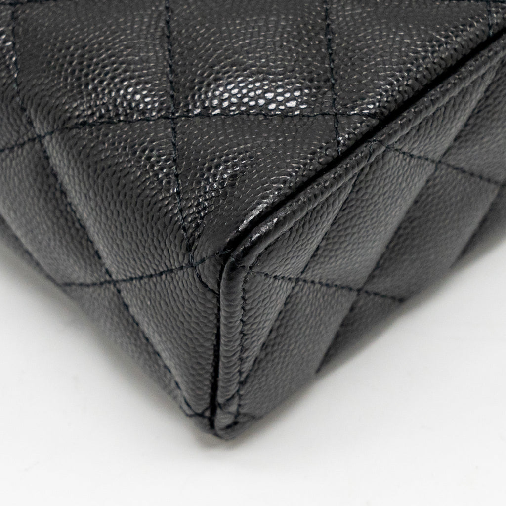 CHANEL CC TOP HANDLE VANITY BAG CAVIAR BLACK LGHW (MICROCHIP)