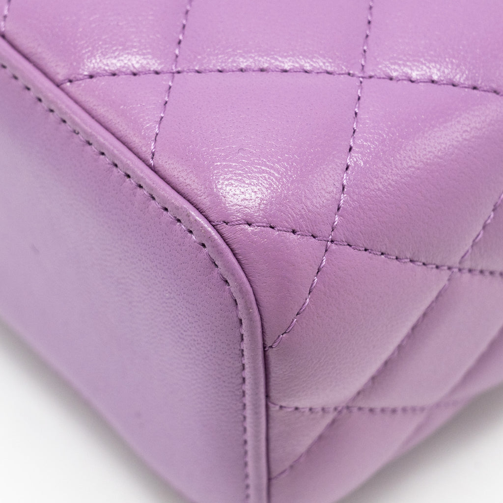 CHANEL PEARL CRUSH MINI VANITY WITH CHAIN LAMBSKIN PURPLE GHW