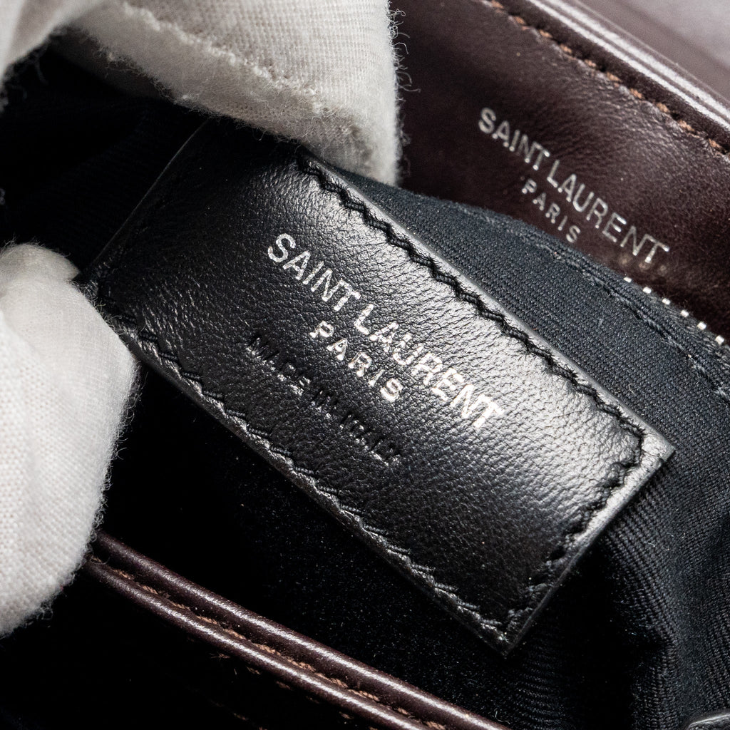 SAINT LAURENT/YSL LOULOU TOY STRAP BAG CALFSKIN BROWN SHW