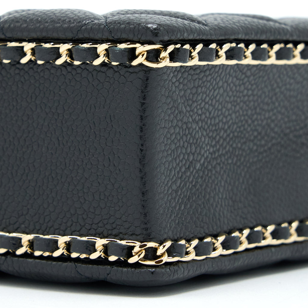 CHANEL VERTICAL EVENING CHAIN BAG CAVIAR BLACK LGHW (MICROCHIP)
