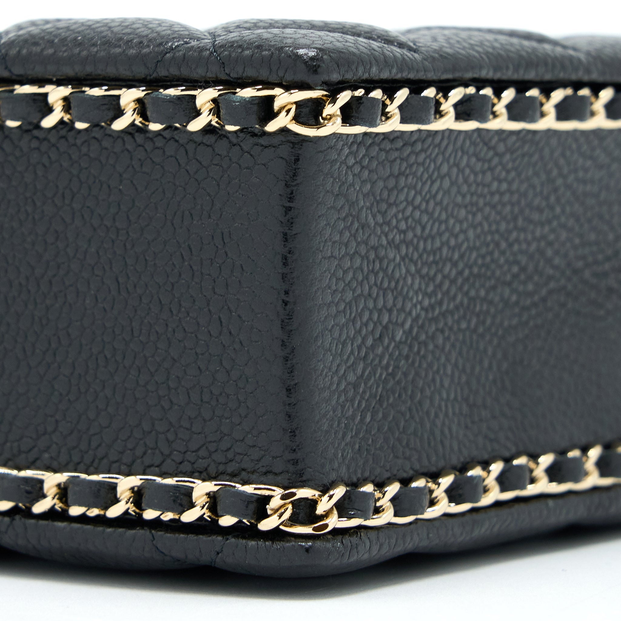 CHANEL VERTICAL EVENING CHAIN BAG CAVIAR BLACK LGHW (MICROCHIP)