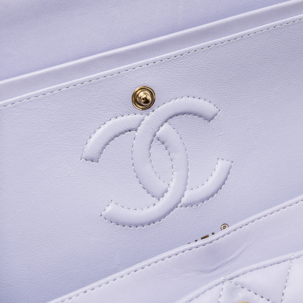 CHANEL SMALL CLASSIC DOUBLE FLAP BAG LAMBSKIN LIGHT PURPLE LGHW(MICROCHIP)