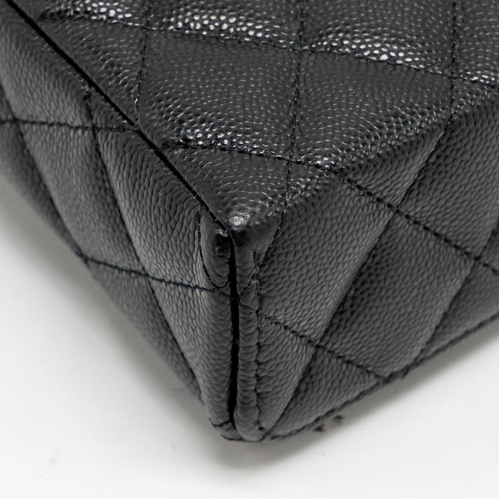 CHANEL CC TOP HANDLE VANITY BAG CAVIAR BLACK LGHW (MICROCHIP)