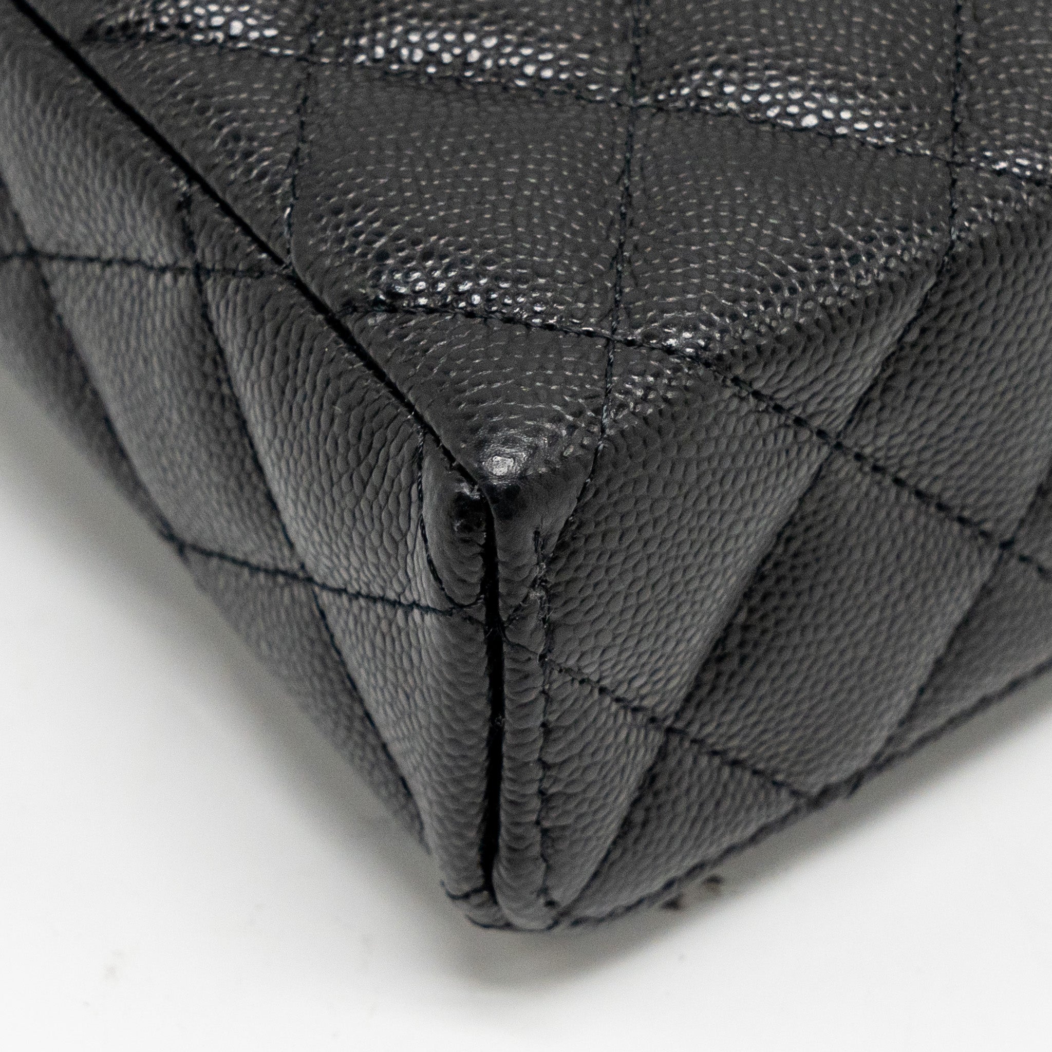CHANEL CC TOP HANDLE VANITY BAG CAVIAR BLACK LGHW (MICROCHIP)