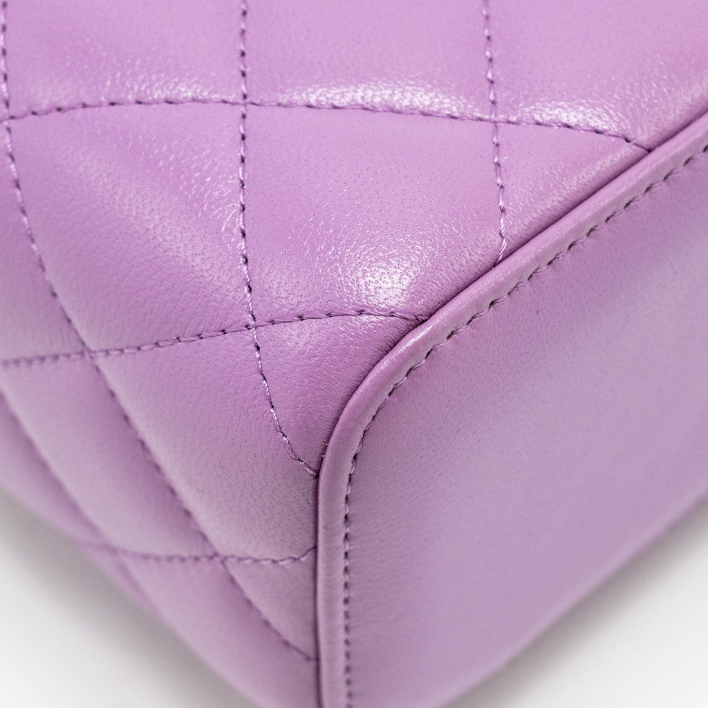 CHANEL PEARL CRUSH MINI VANITY WITH CHAIN LAMBSKIN PURPLE GHW