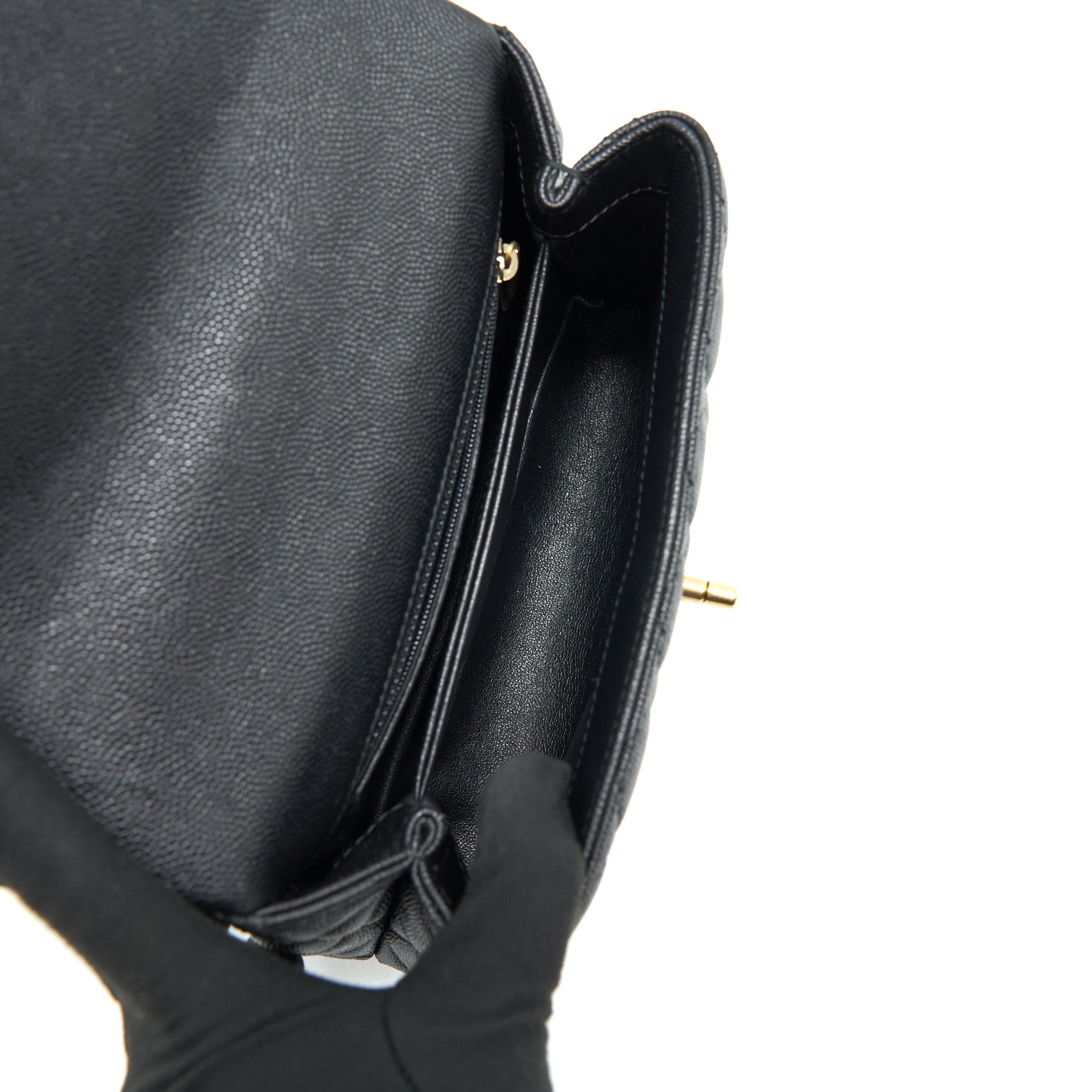 CHANEL MINI COCO HANDLE CAVIAR LEATHER WITH PYTHON HANDLE BLACK GHW