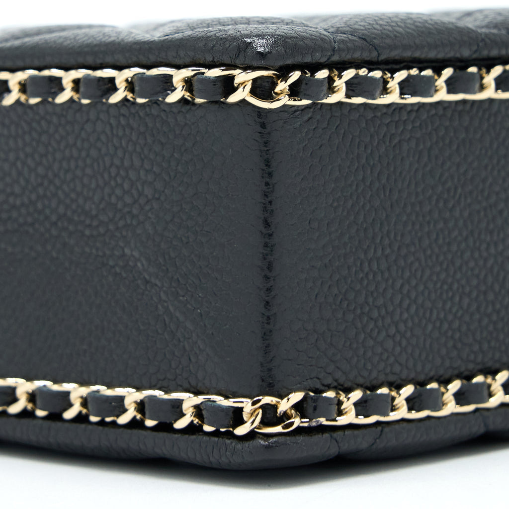CHANEL VERTICAL EVENING CHAIN BAG CAVIAR BLACK LGHW (MICROCHIP)