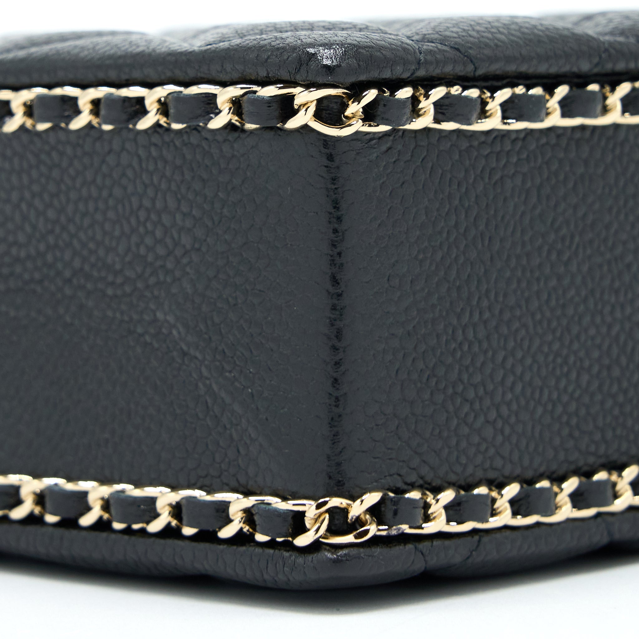 CHANEL VERTICAL EVENING CHAIN BAG CAVIAR BLACK LGHW (MICROCHIP)