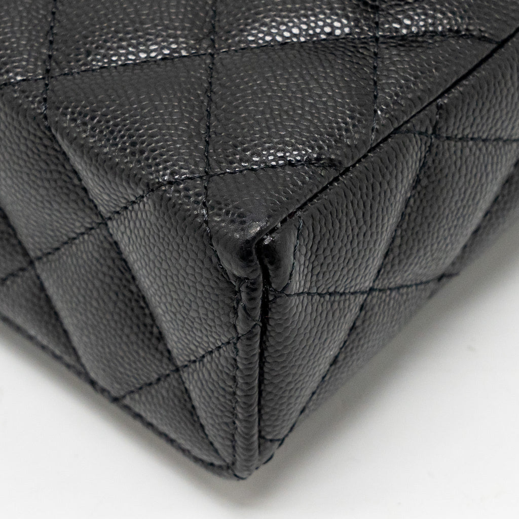 CHANEL CC TOP HANDLE VANITY BAG CAVIAR BLACK LGHW (MICROCHIP)