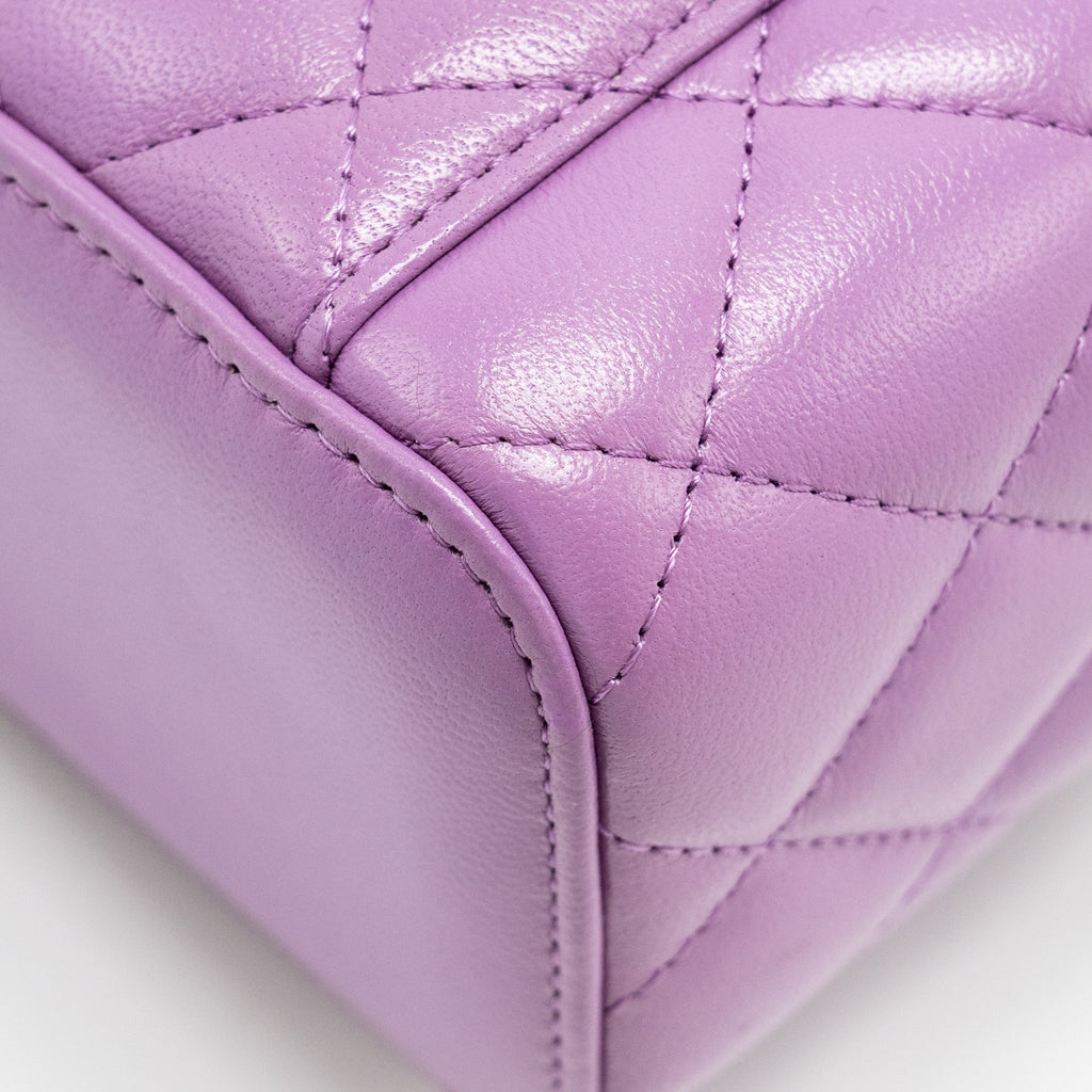 CHANEL PEARL CRUSH MINI VANITY WITH CHAIN LAMBSKIN PURPLE GHW