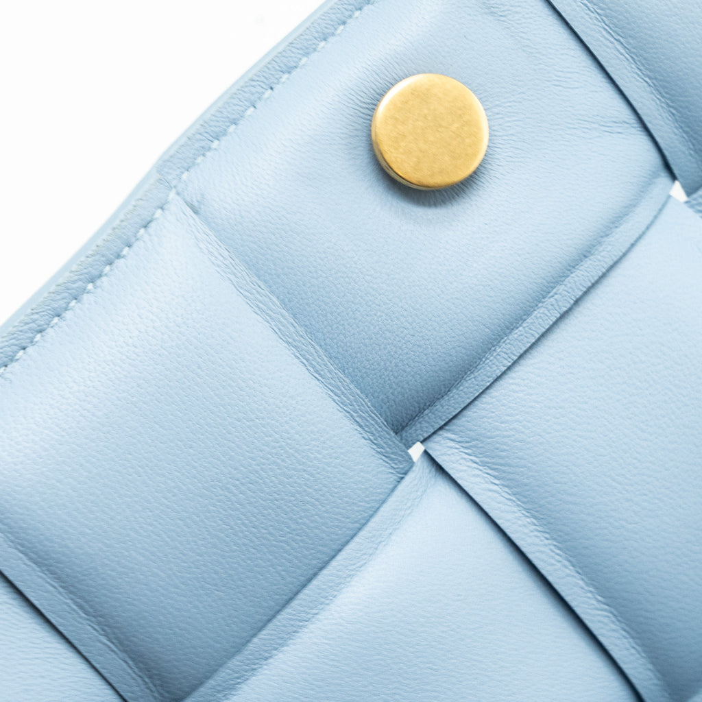BOTTEGA VENETA PADDED CASSETTE BAG LAMBSKIN LIGHT BLUE GHW