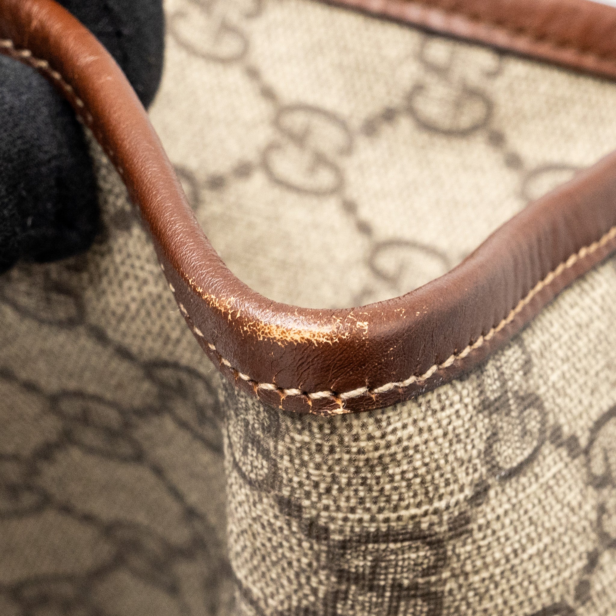GUCCI LARGE SHOPPING TOTE BAG GG SUPREME CANVAS / BROWN GHW