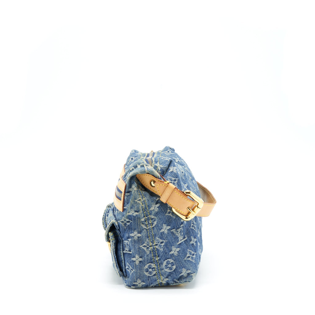 LOUIS VUITTON VINTAGE DENIM CROSSBODY BAG WITH AN EXTRA STRAP GHW