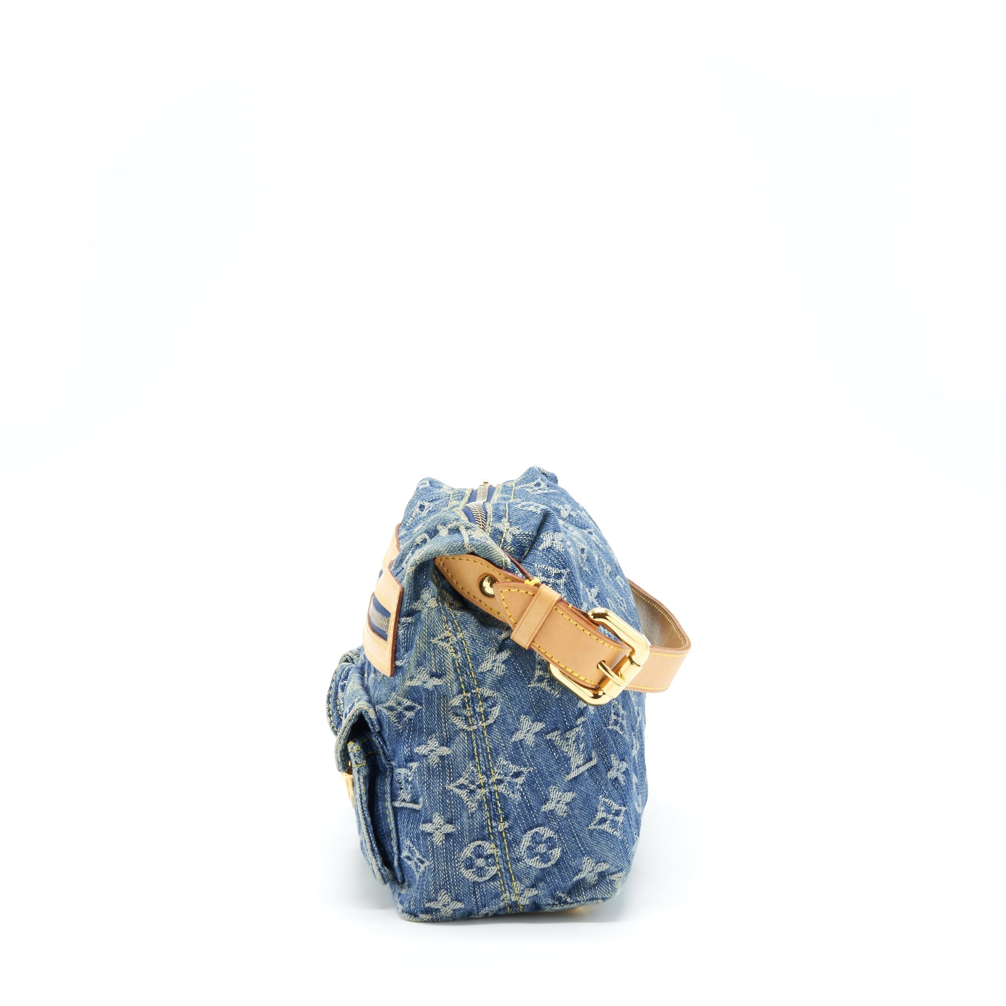 LOUIS VUITTON VINTAGE DENIM CROSSBODY BAG WITH AN EXTRA STRAP GHW
