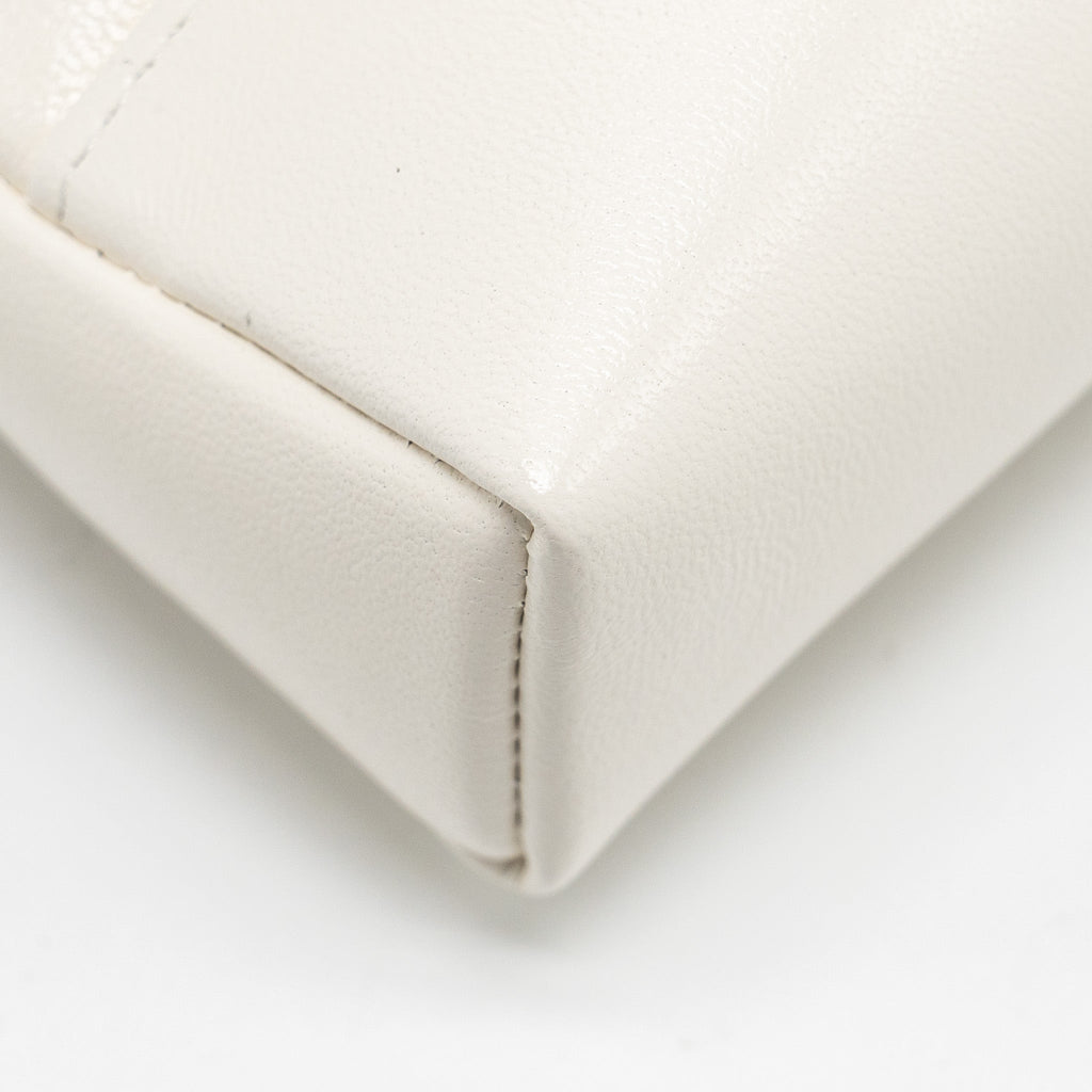 CHANEL MINI 31 CLUTCH WITH CHAIN SHINY CALFSKIN WHITE LGHW (MICROCHIP)