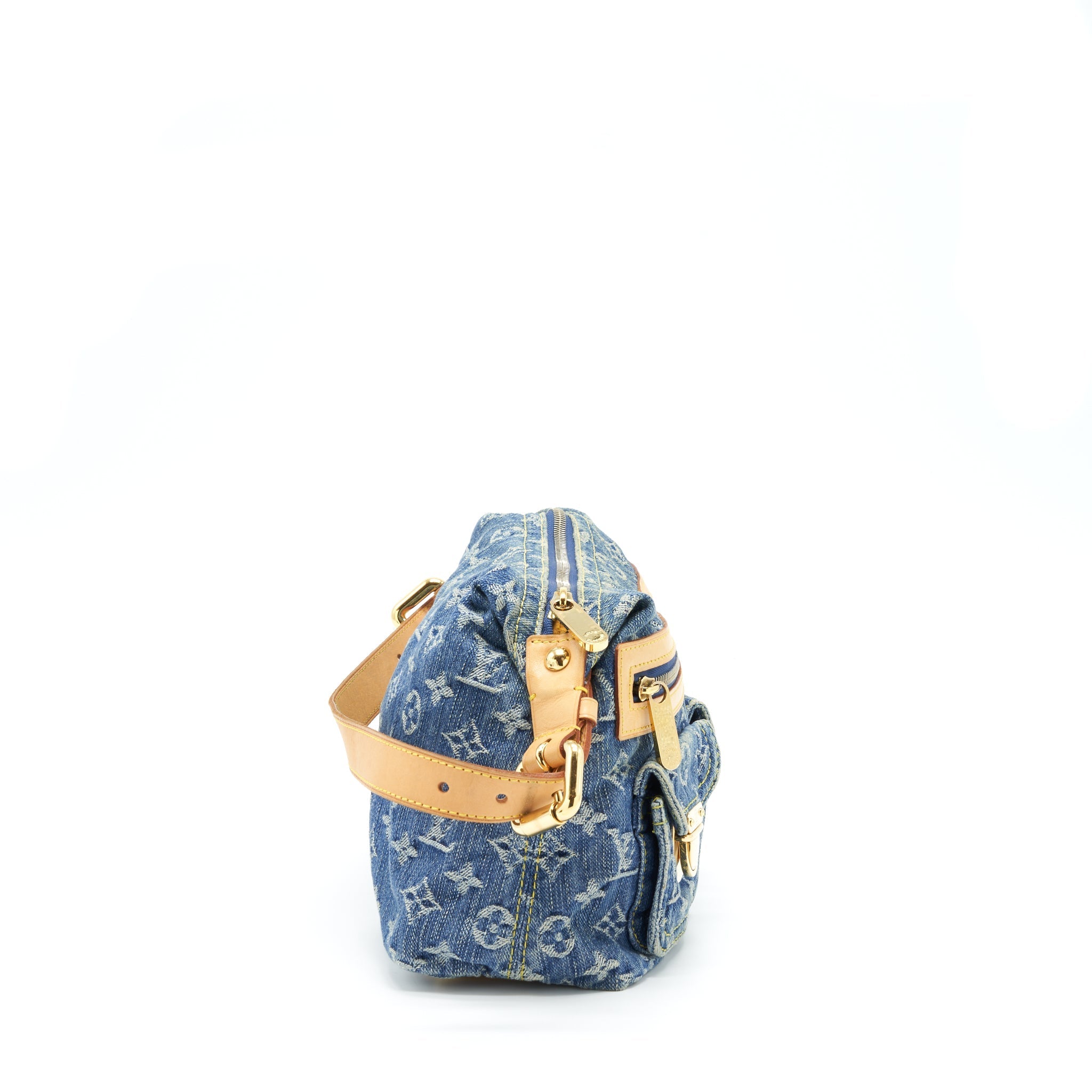 LOUIS VUITTON VINTAGE DENIM CROSSBODY BAG WITH AN EXTRA STRAP GHW