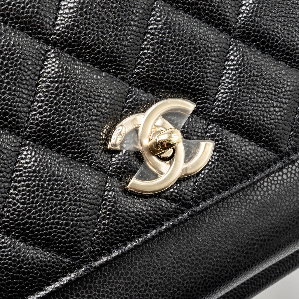 CHANEL MEDIUM BUSINESS AFFINITY CAVIAR BLACK LGHW (MICROCHIP)