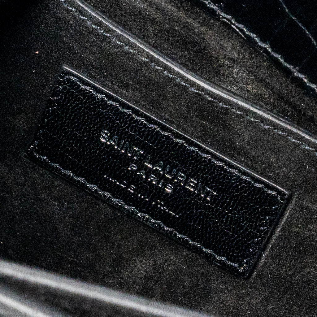 SAINT LAURENT/YSL SUNSET BAG CROCODILE-EMBOSSED BLACK SHW