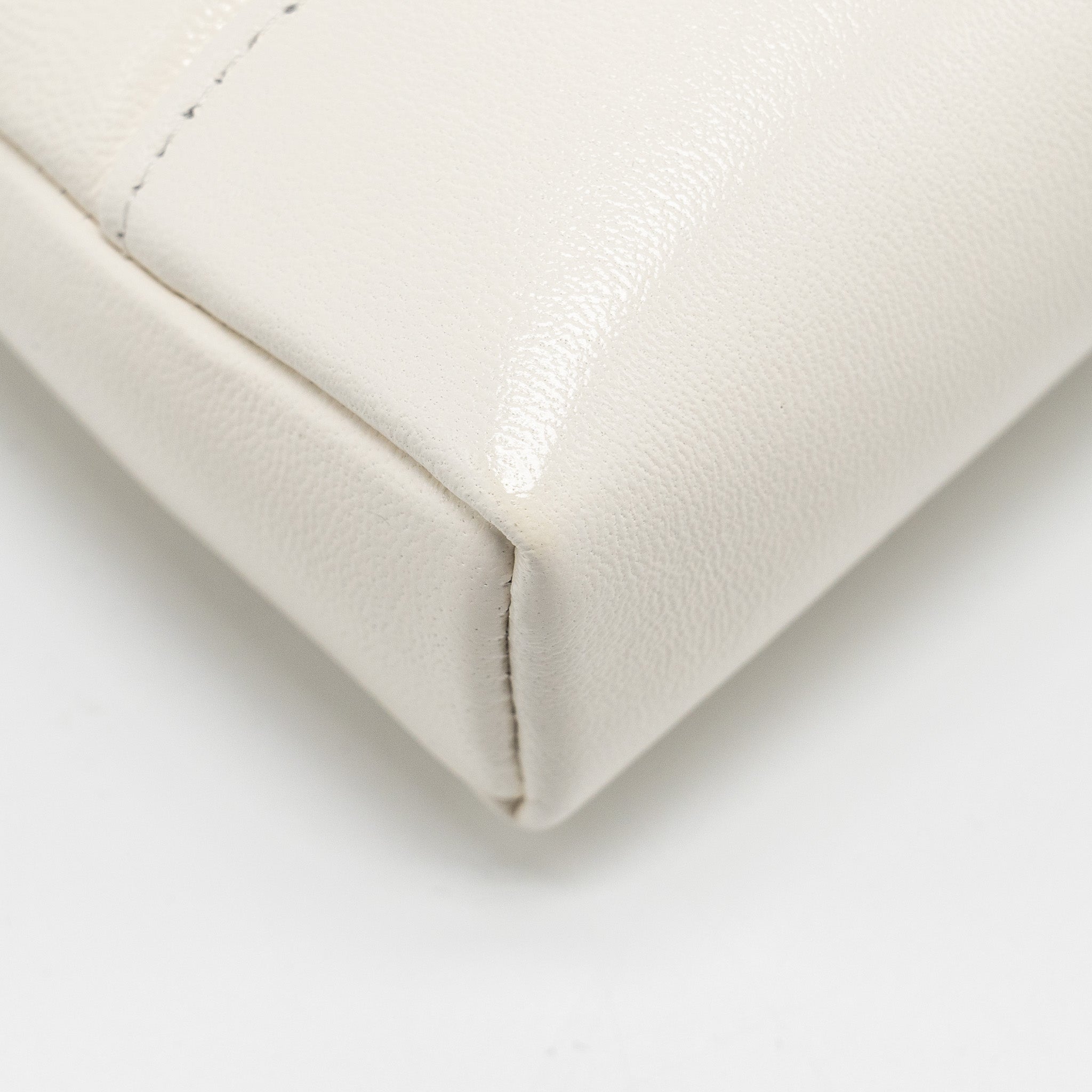CHANEL MINI 31 CLUTCH WITH CHAIN SHINY CALFSKIN WHITE LGHW (MICROCHIP)