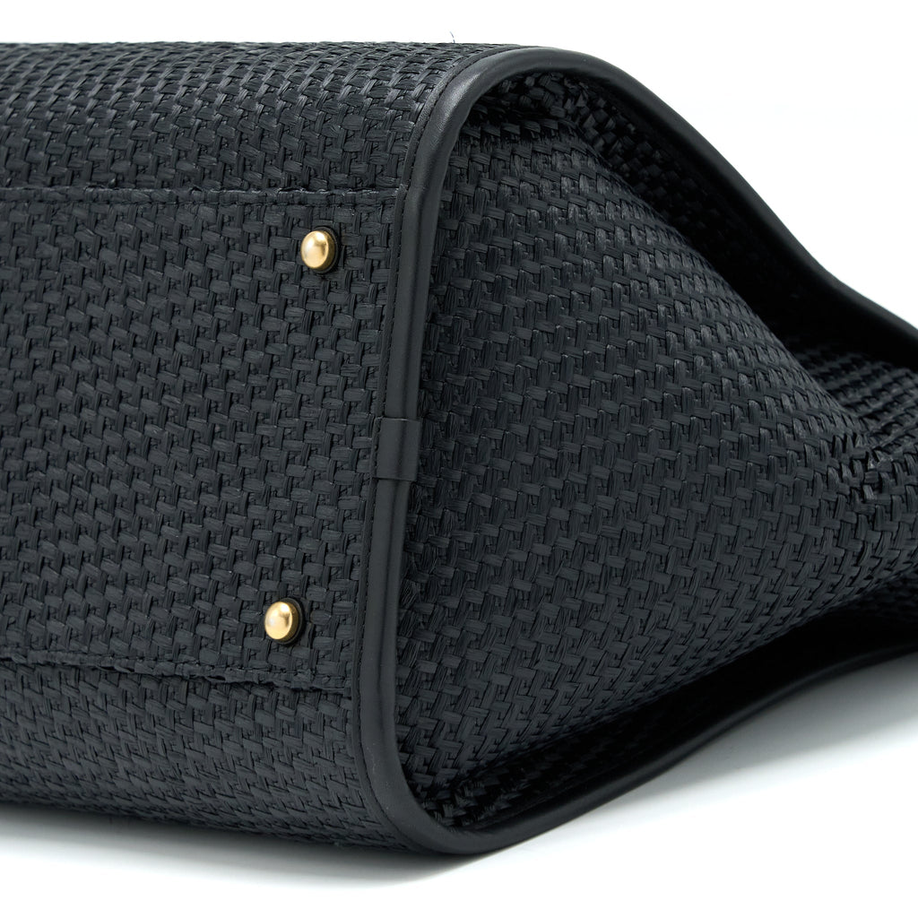 CHANEL BLACK RAFFIA DEAUVILLE TOTE BAG GHW