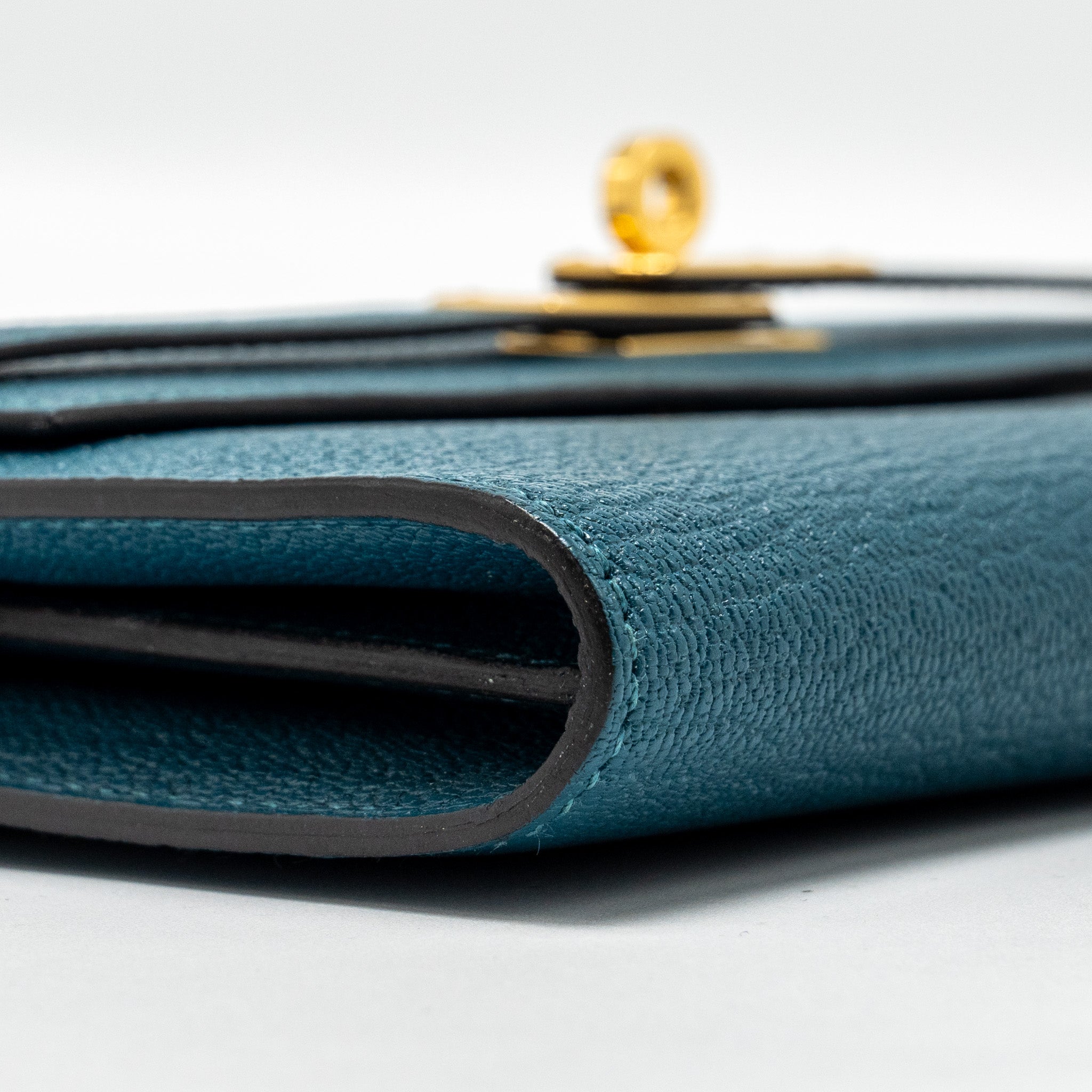 HERMES KELLY LONG WALLET CHÈVRE MYSORE VERT CYPRES GHW