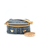 LOUIS VUITTON VINTAGE DENIM CROSSBODY BAG WITH AN EXTRA STRAP GHW