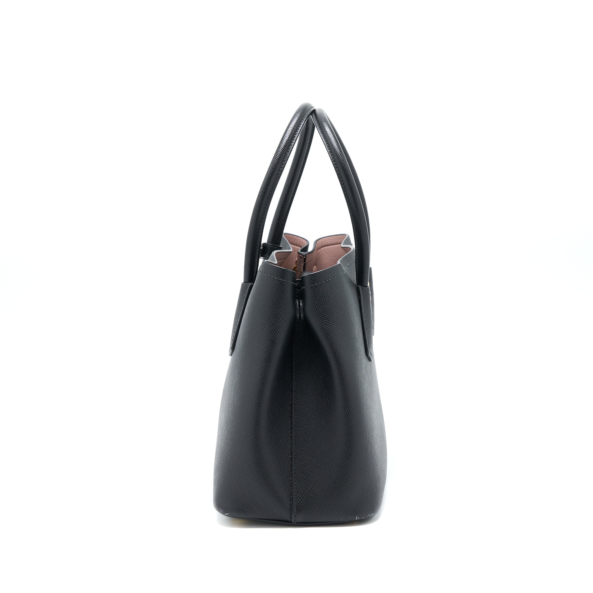 PRADA SAFFIANO DOUBLE BAG CALFSKIN BLACK GHW
