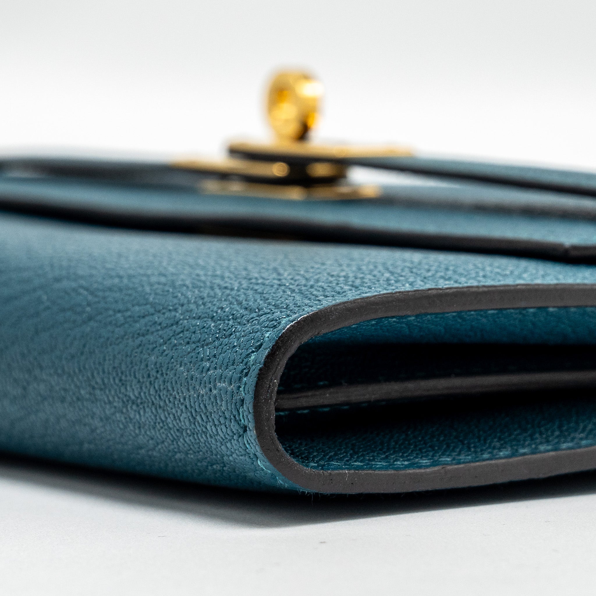 HERMES KELLY LONG WALLET CHÈVRE MYSORE VERT CYPRES GHW