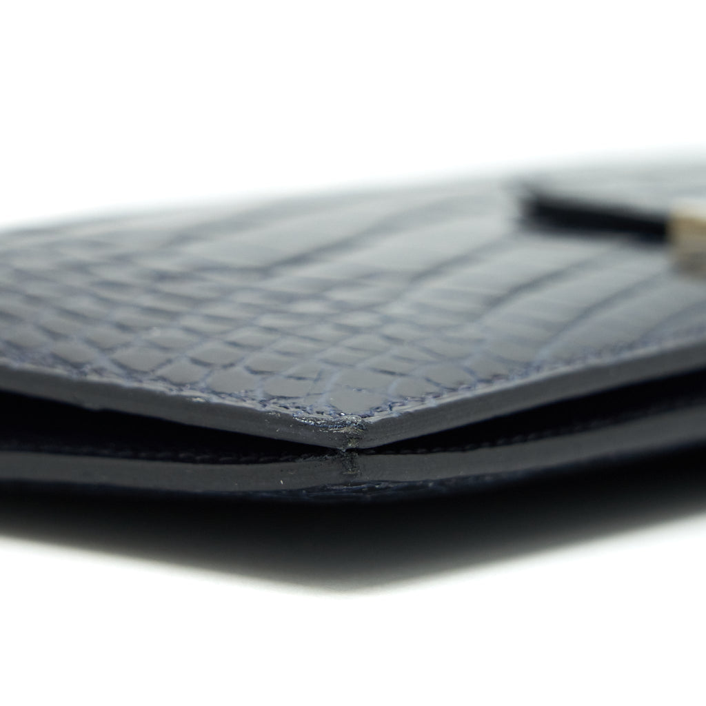 HERMES ALLIGATOR BEARN WALLET BLUE MARINE SHW