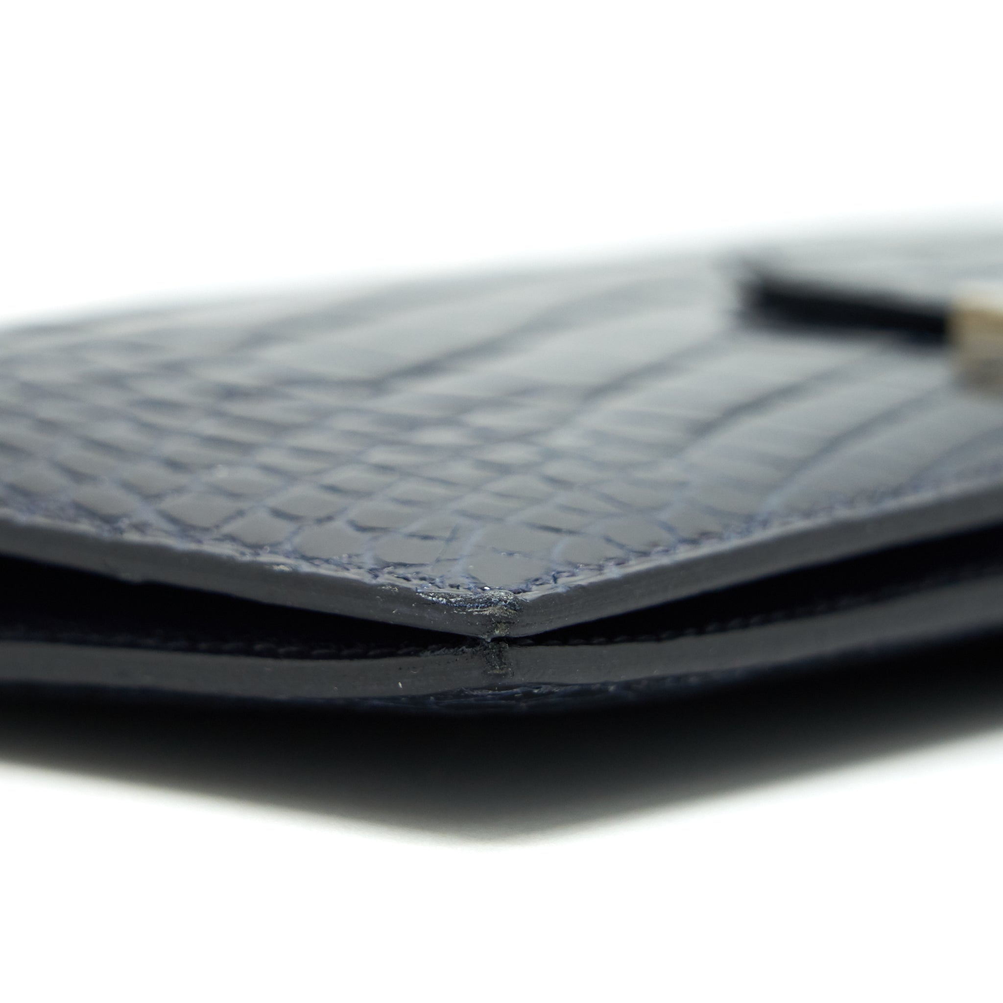 HERMES ALLIGATOR BEARN WALLET BLUE MARINE SHW
