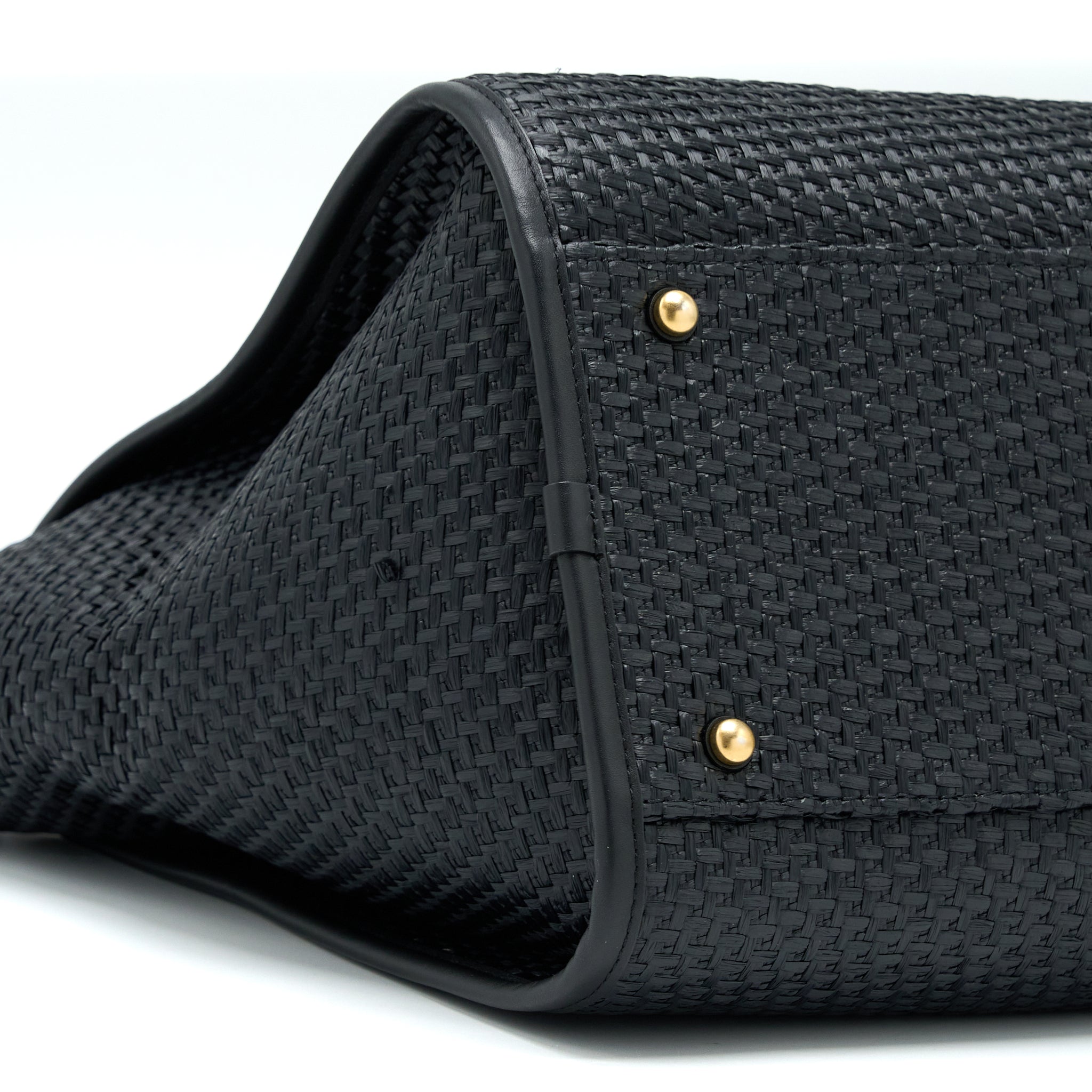 CHANEL BLACK RAFFIA DEAUVILLE TOTE BAG GHW