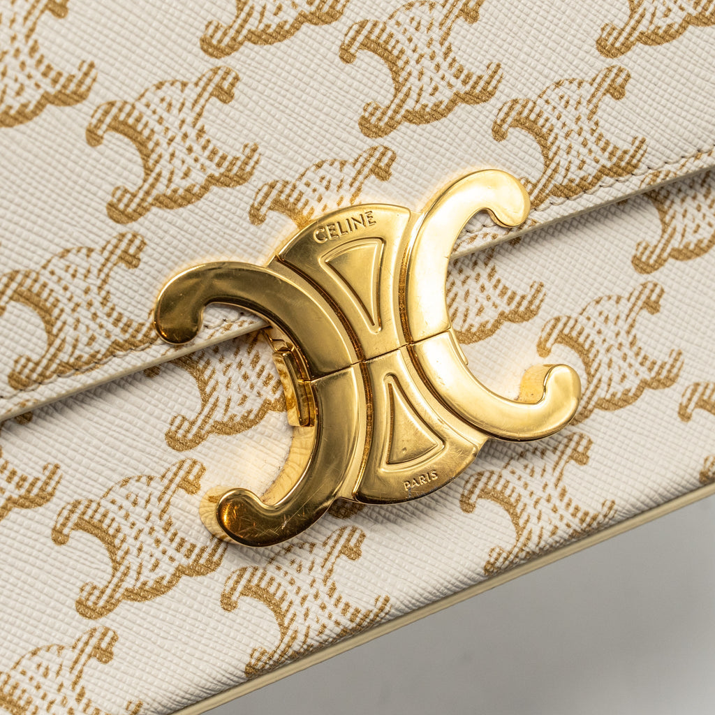 CELINE TRIOMPHE SHOUDER BAG TRIOMPHE CANVAS / CALFSKIN WHITE GHW