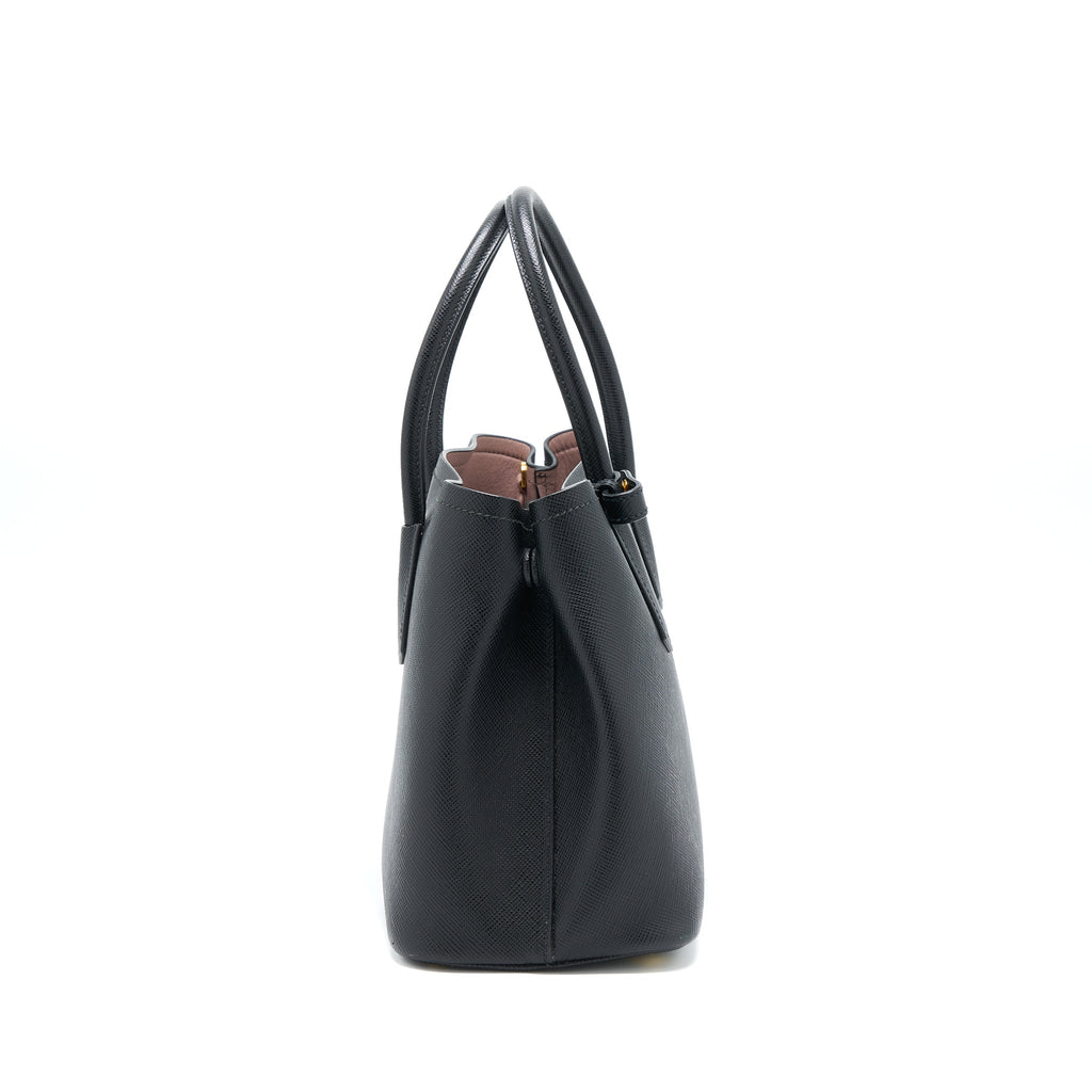 PRADA SAFFIANO DOUBLE BAG CALFSKIN BLACK GHW