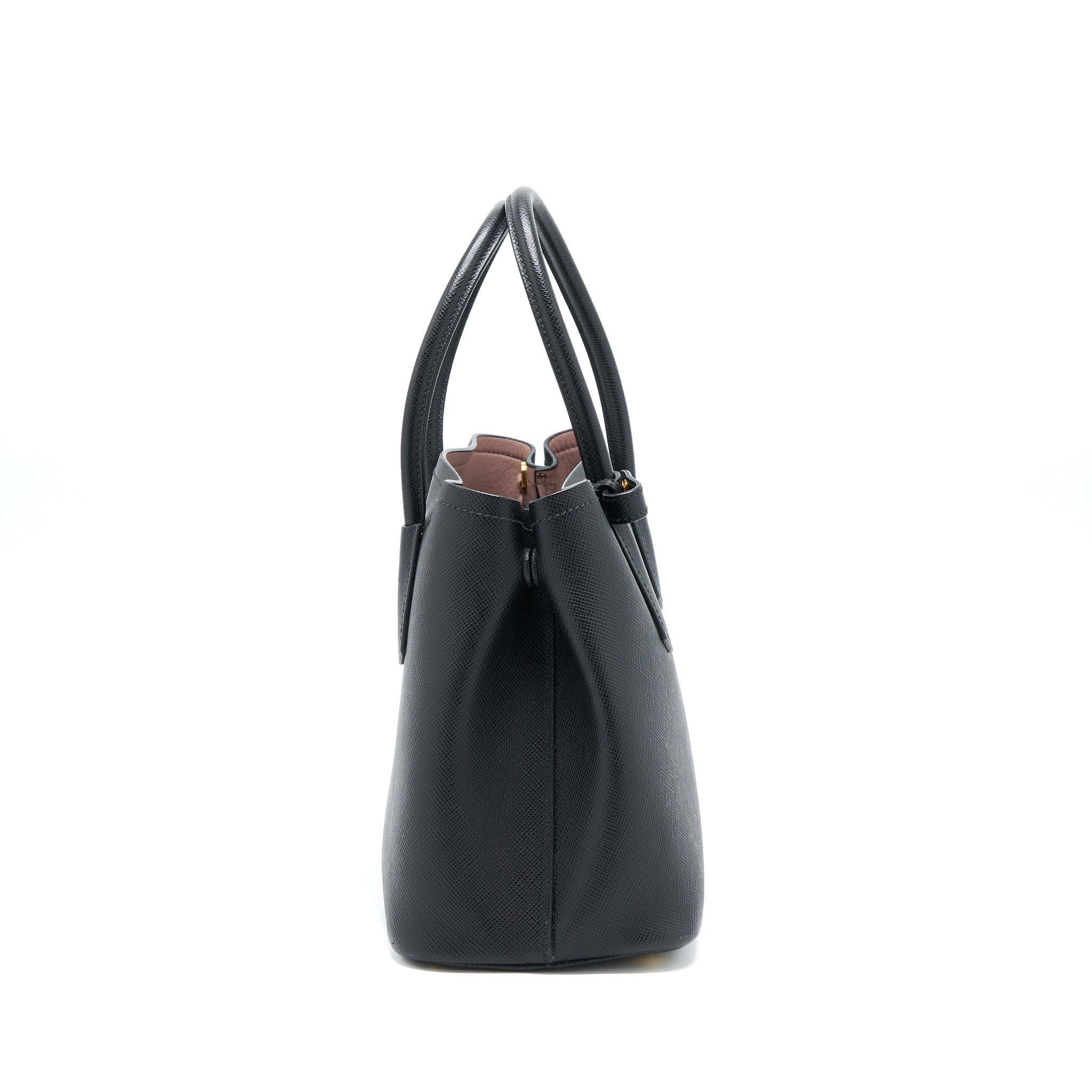 PRADA SAFFIANO DOUBLE BAG CALFSKIN BLACK GHW