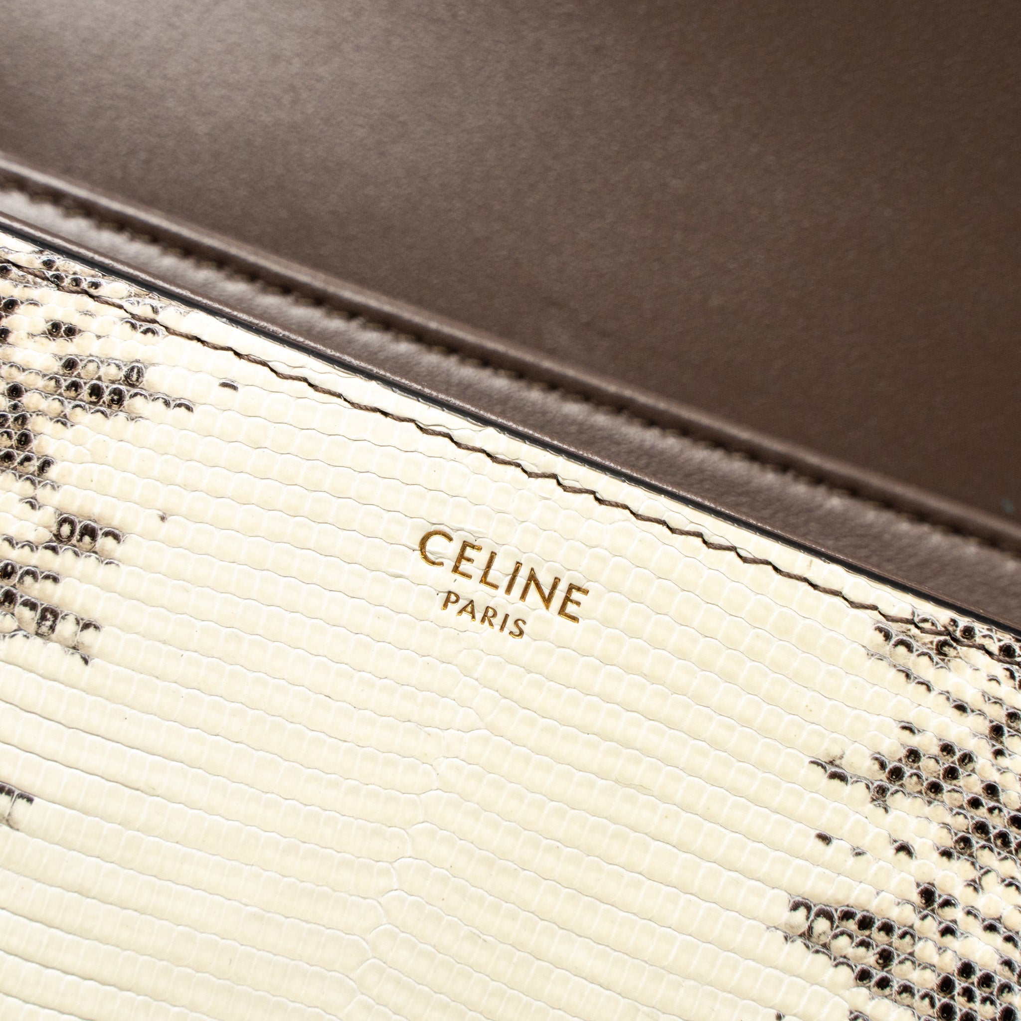CELINE TEEN TRIOMPHE BAG LIZARD NATURAL COLOUR GHW