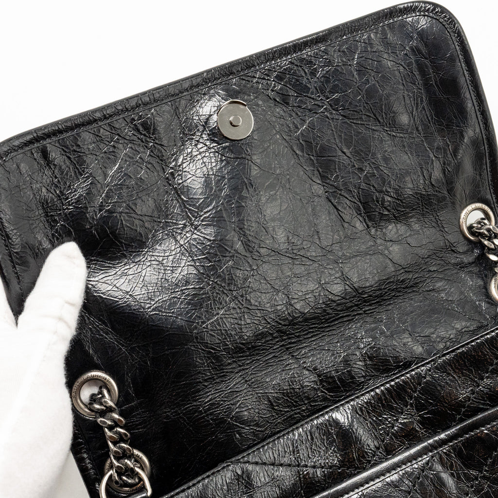 SAINT LAURENT/YSL MEDIUM NIKI BAG VINTAGE CALFSKIN BLACK SHW