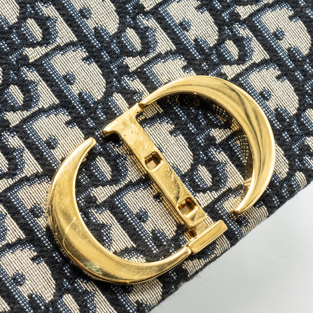 DIOR MINI 30 MONTAIGNE BOX BAG CANVAS / CALFSKIN BLUE OBLIQUE JACQUARD GHW