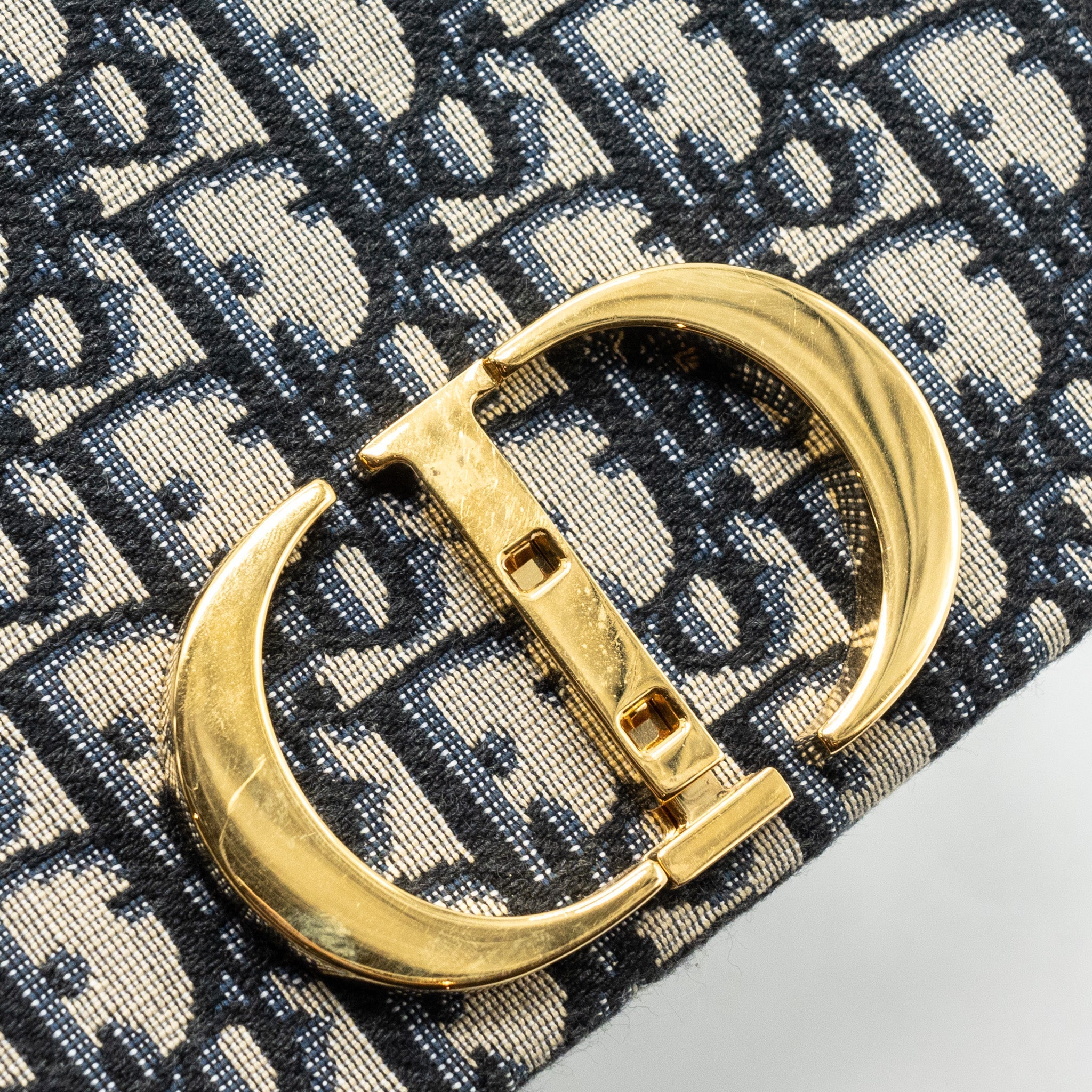 DIOR MINI 30 MONTAIGNE BOX BAG CANVAS / CALFSKIN BLUE OBLIQUE JACQUARD GHW