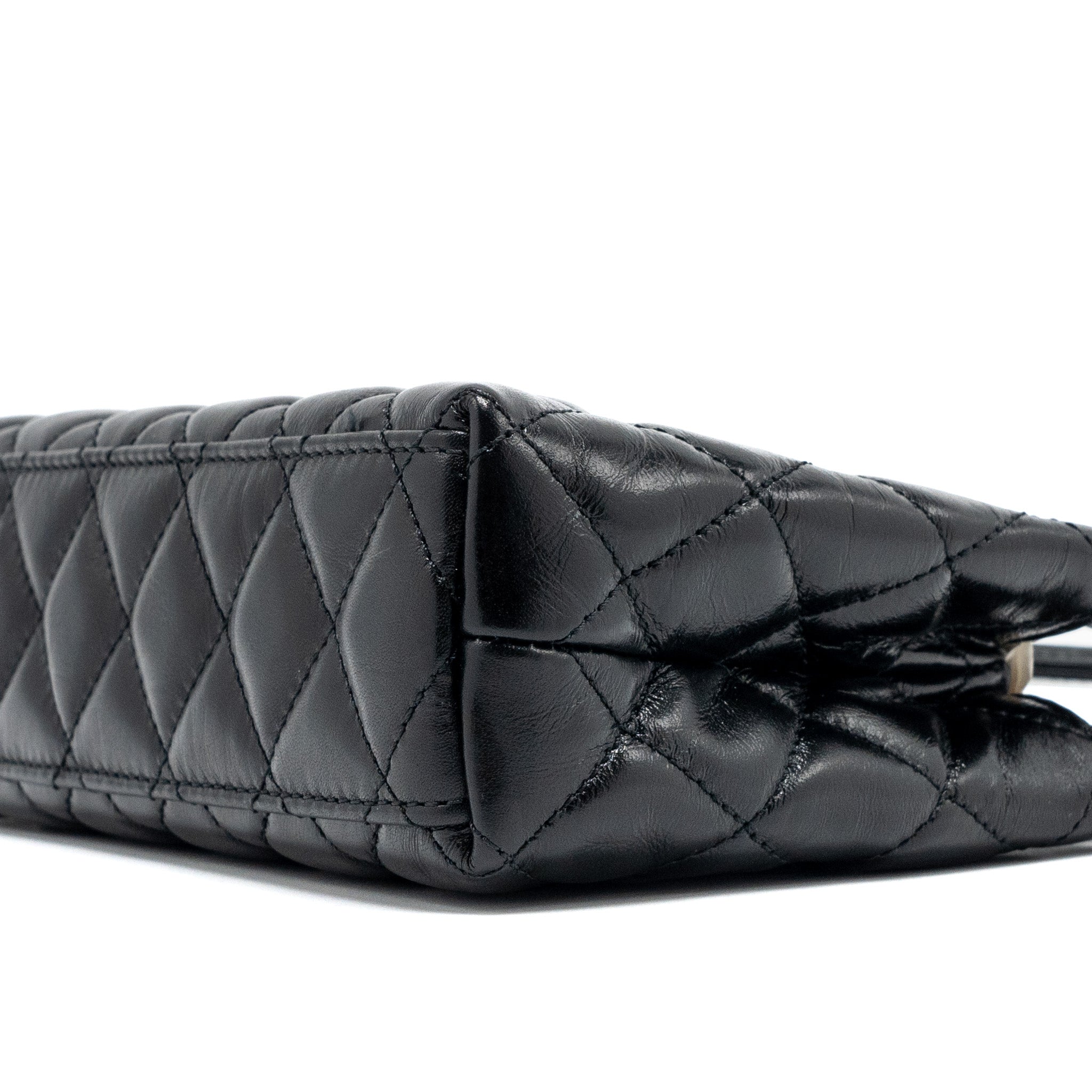 CHANEL 24P MINI SHOPPING TOTE CALFSKIN BLACK GHW (MICROCHIP)
