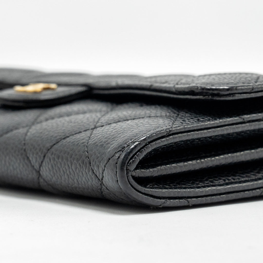 CHANEL CLASSIC FLAP LONG WALLET CAVIAR BLACK GHW