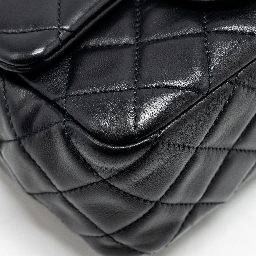 CHANEL PEARL CRUSH MINI SQUARE FLAP BAG LAMBSKIN BLACK GHW (MICROCHIP)