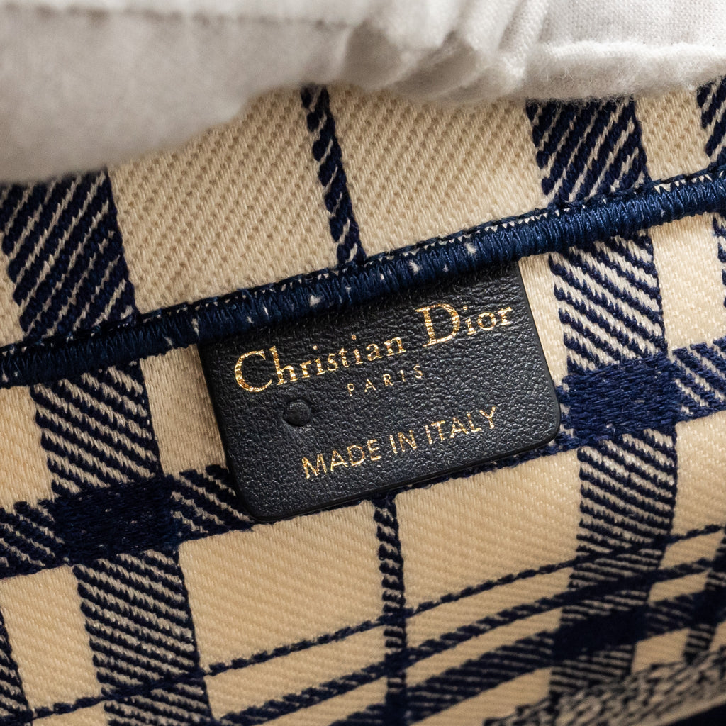 DIOR LARGE BOOK TOTE LINEN BLUE CANVAS