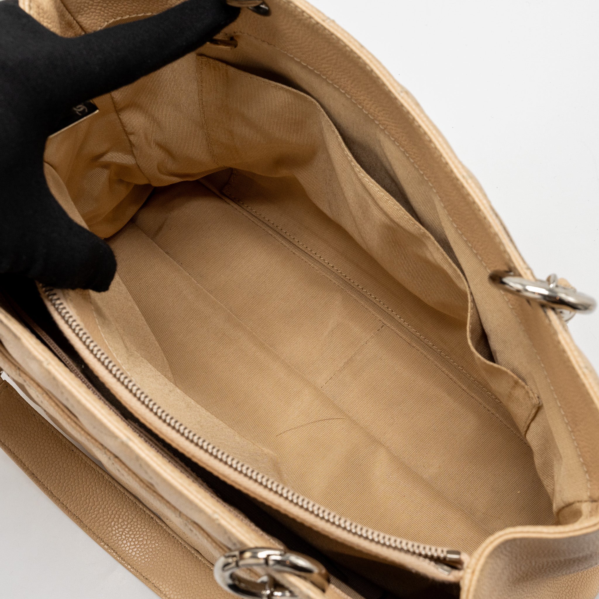 CHANEL GRAND SHOPPING TOTE BAG CAVIAR BEIGE SHW