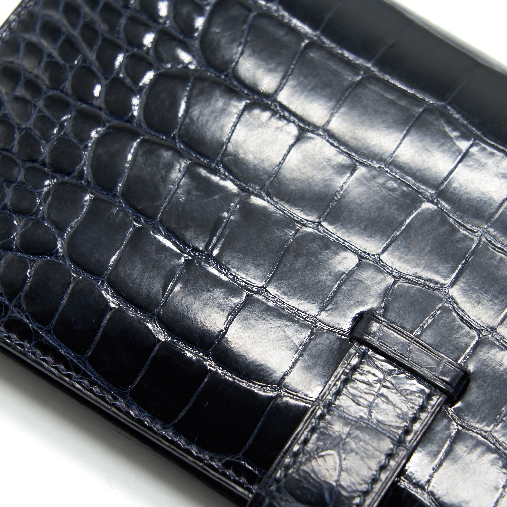 HERMES ALLIGATOR BEARN WALLET BLUE MARINE SHW